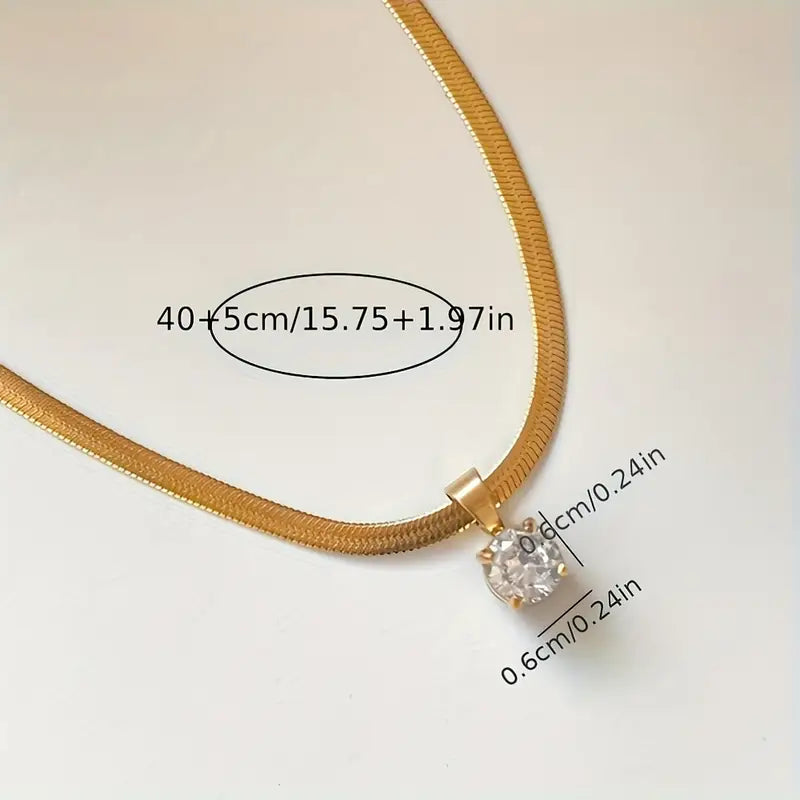 Elegante Collar con Colgante de Estrás | Oro