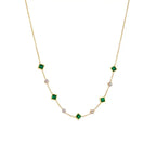 Collar de Estaciones Geométrico de Oro y Esmeralda