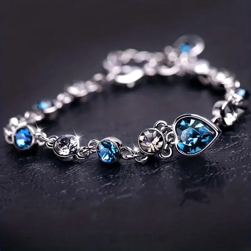 Pulsera Resplandor de Corazón del Océano | Oro Blanco