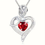 Collar con Colgante de Corazón de Plata y Rubí