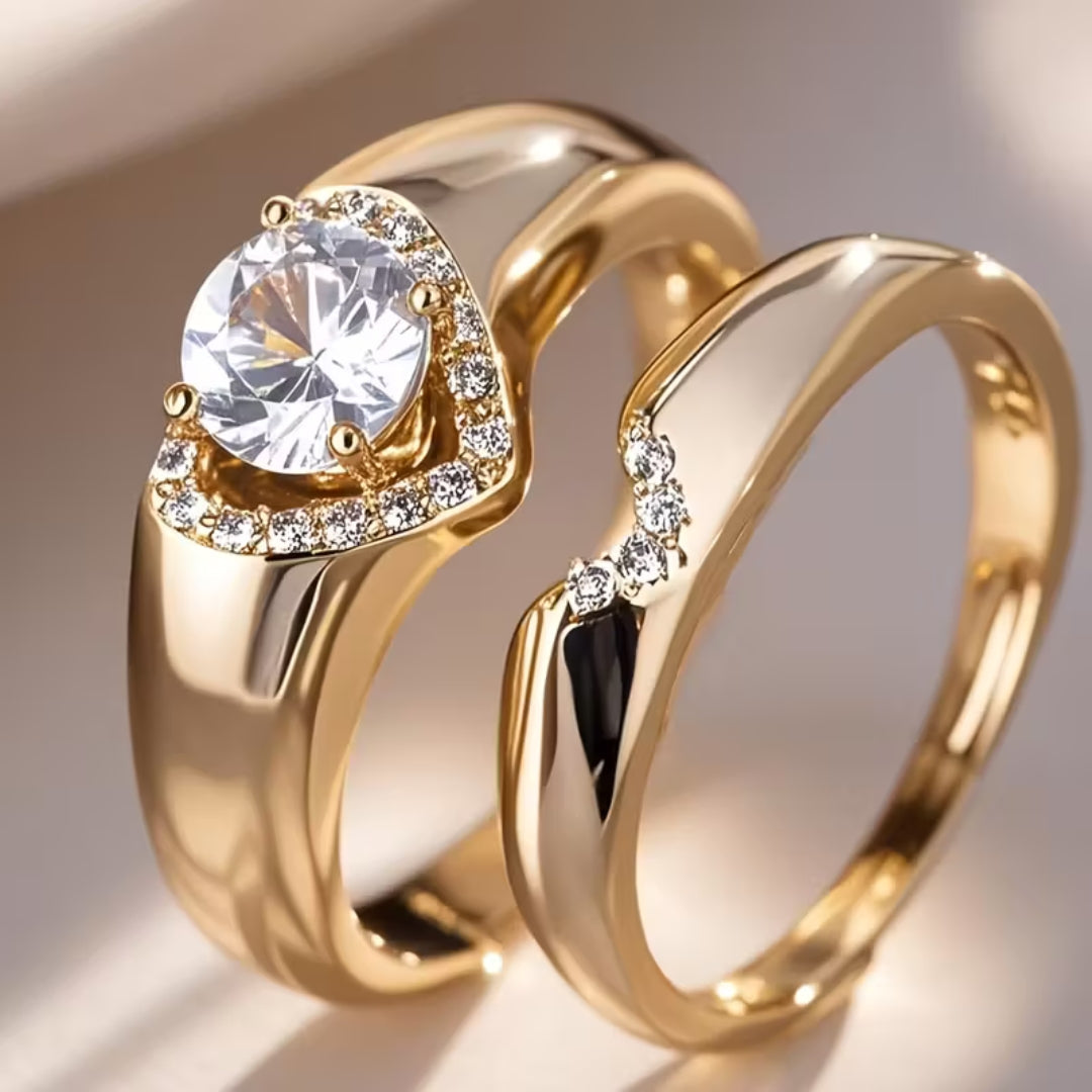 Anillo Dúo Halo de Corazón