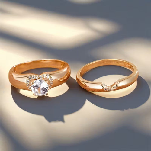 Anillo Dúo Halo de Corazón