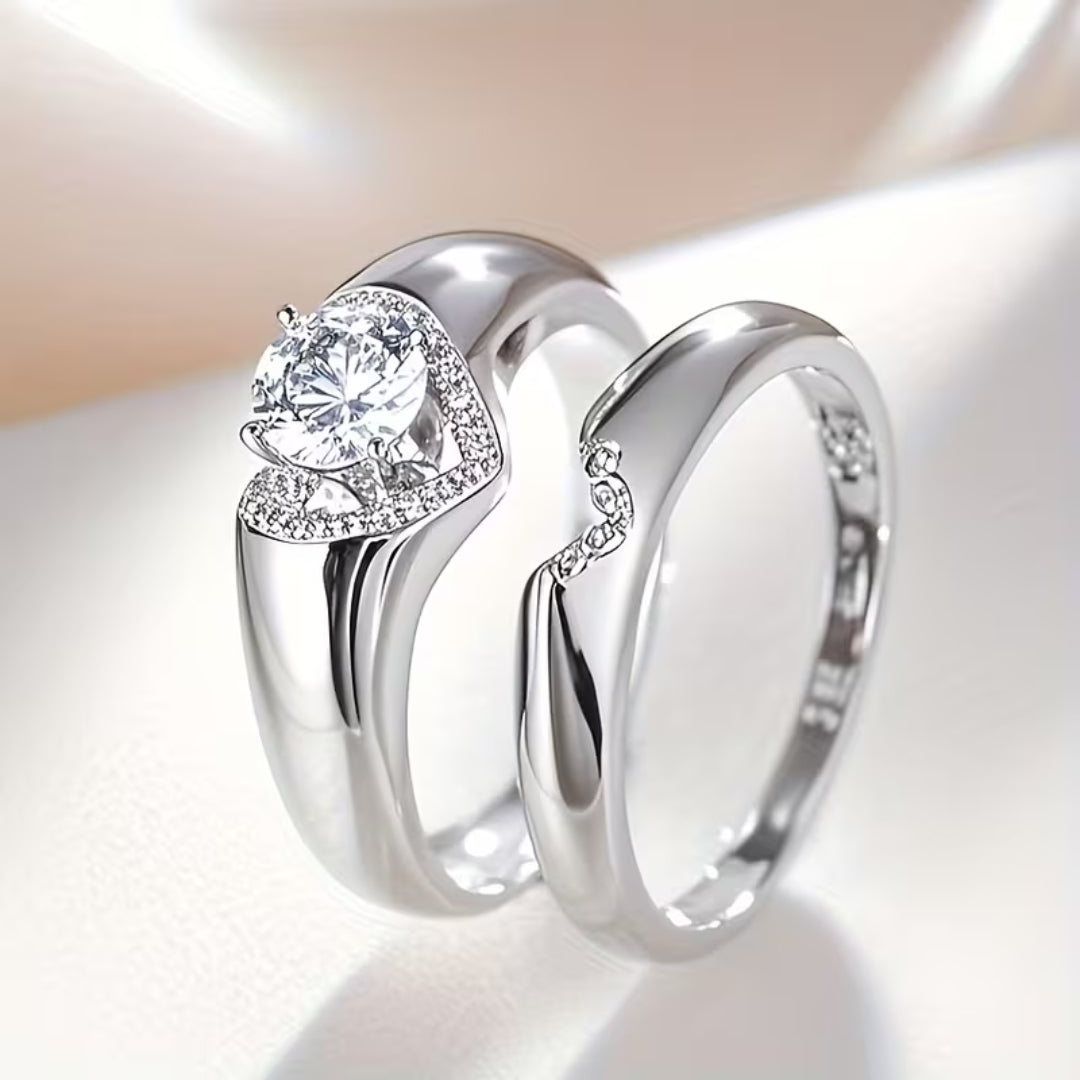 Anillo Dúo Halo de Corazón