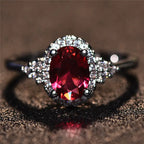 Anillo Halo de Plata y Rubí