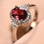Anillo Halo de Plata y Rubí