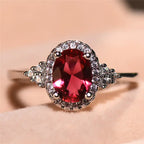 Anillo Halo de Plata y Rubí