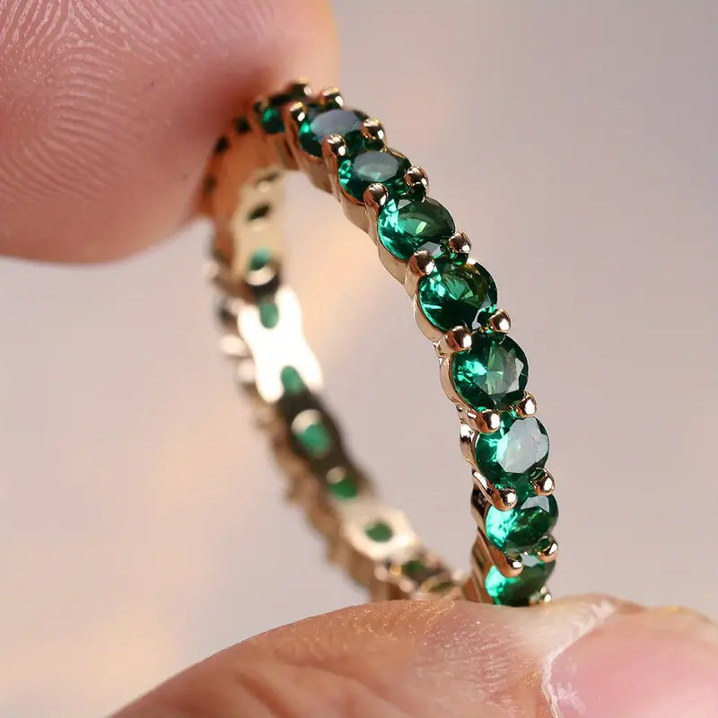 Anillo de Eternidad de Oro y Esmeralda