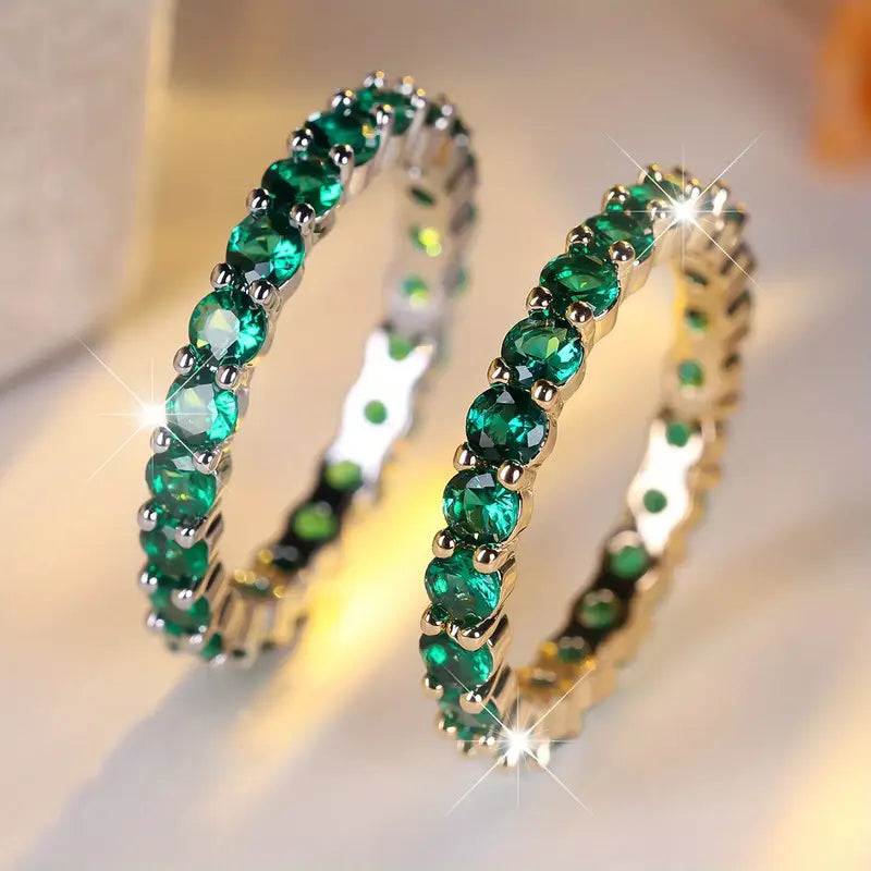 Anillo de Eternidad de Oro y Esmeralda