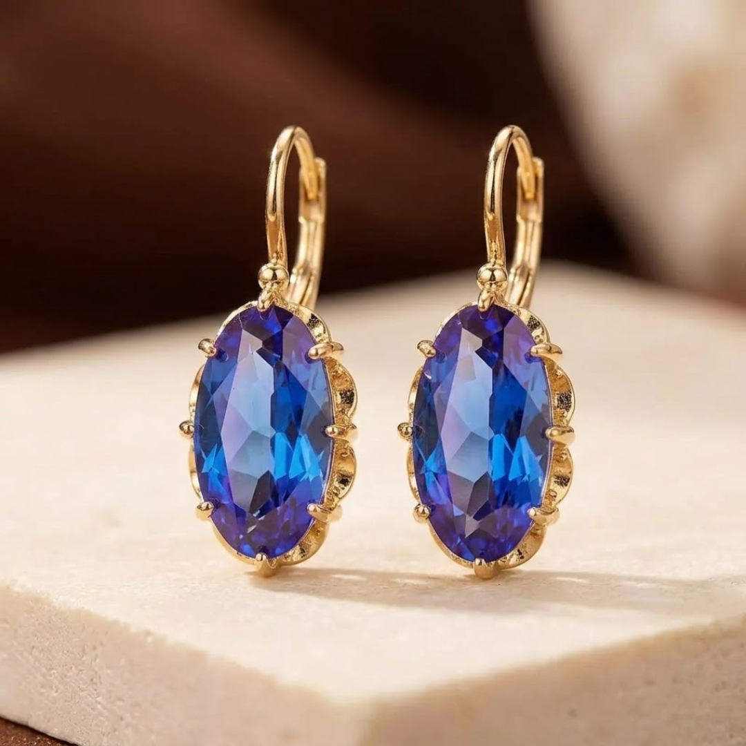 Pendientes Colgantes de Oro y Zafiro