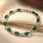Pulsera de Eslabones Vintage de Plata y Esmeralda