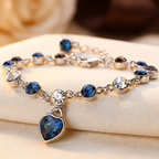 Pulsera de Cadena de Corazón de Plata y Zafiro