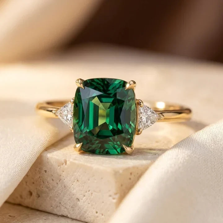 Anillo Solitario de Corte Cojín de Oro
