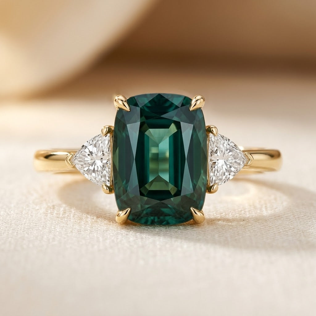 Anillo Solitario de Oro y Esmeralda