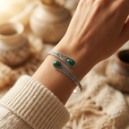 Brazalete Vintage de Plata y Esmeralda
