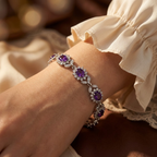Pulsera Floral de Plata y Amatista