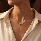 Collar Minimalista de Oro y Esmeralda