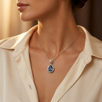 Collar de Lágrima de Plata y Zafiro