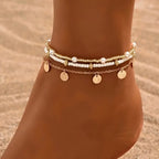 Conjunto de 3 Tobilleras en Capas Encanto Costero | Oro