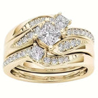 Anillo Halo Triple de Corte Princesa