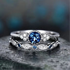 Anillo Halo de Plata y Zafiro