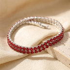Pulsera Tenis de Plata y Rubí