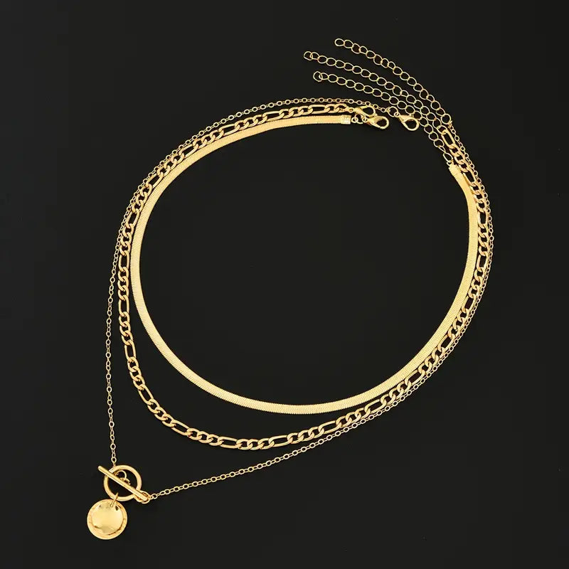 Collar Savira en Capas de Monedas Texturizadas | Oro