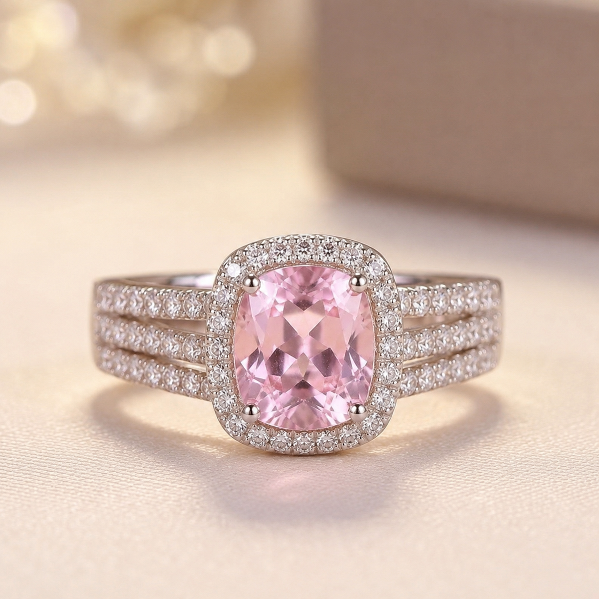 Anillo Halo de Oro y Amatista