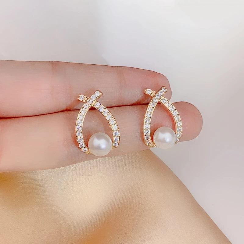 Pendientes de perla con brillo