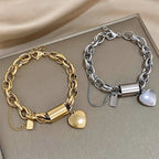 Pulsera Gruesa de Corazón | Oro