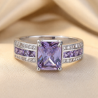 Anillo en Canal de Plata y Amatista