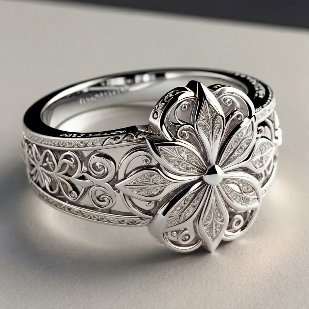 Anillo Exótico de Oro con Flor de Circonita