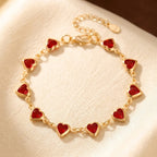 Pulsera de Cadena de Corazón de Oro y Rubí