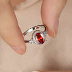 Anillo Halo de Plata y Rubí