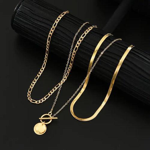 Collar Savira en Capas de Monedas Texturizadas | Oro