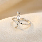 Anillo con Motivo de Gato de Plata