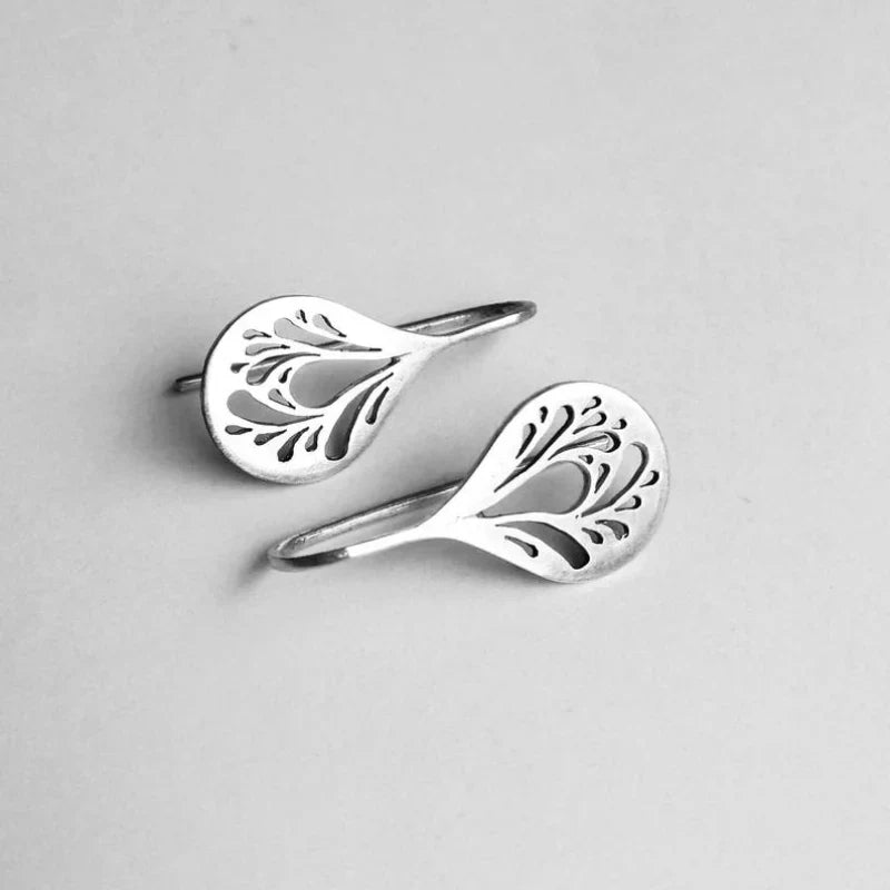 Pendientes Colgantes Antiguos Calados | Oro Blanco