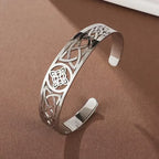 Exquisita Pulsera Abierta Calada de Plata | Oro Blanco