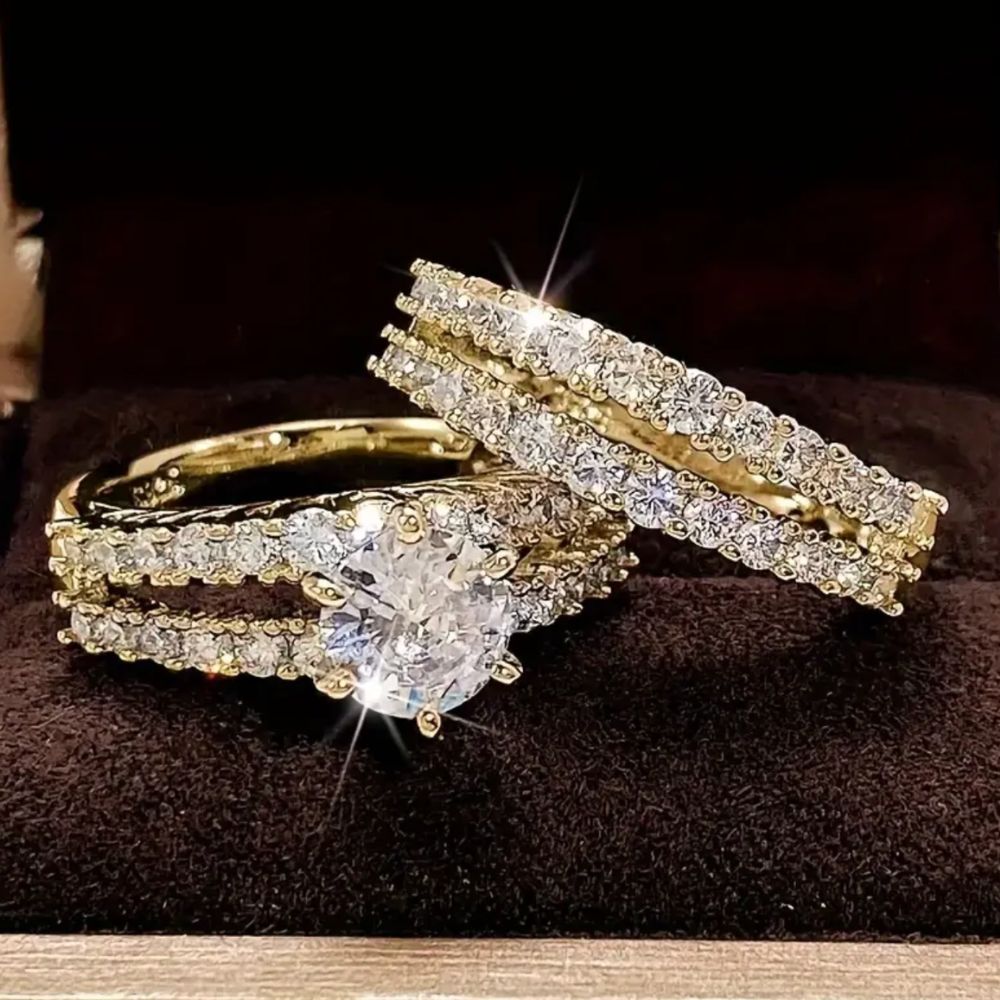 Conjunto de Anillos Resplandor Eterno de Diamante