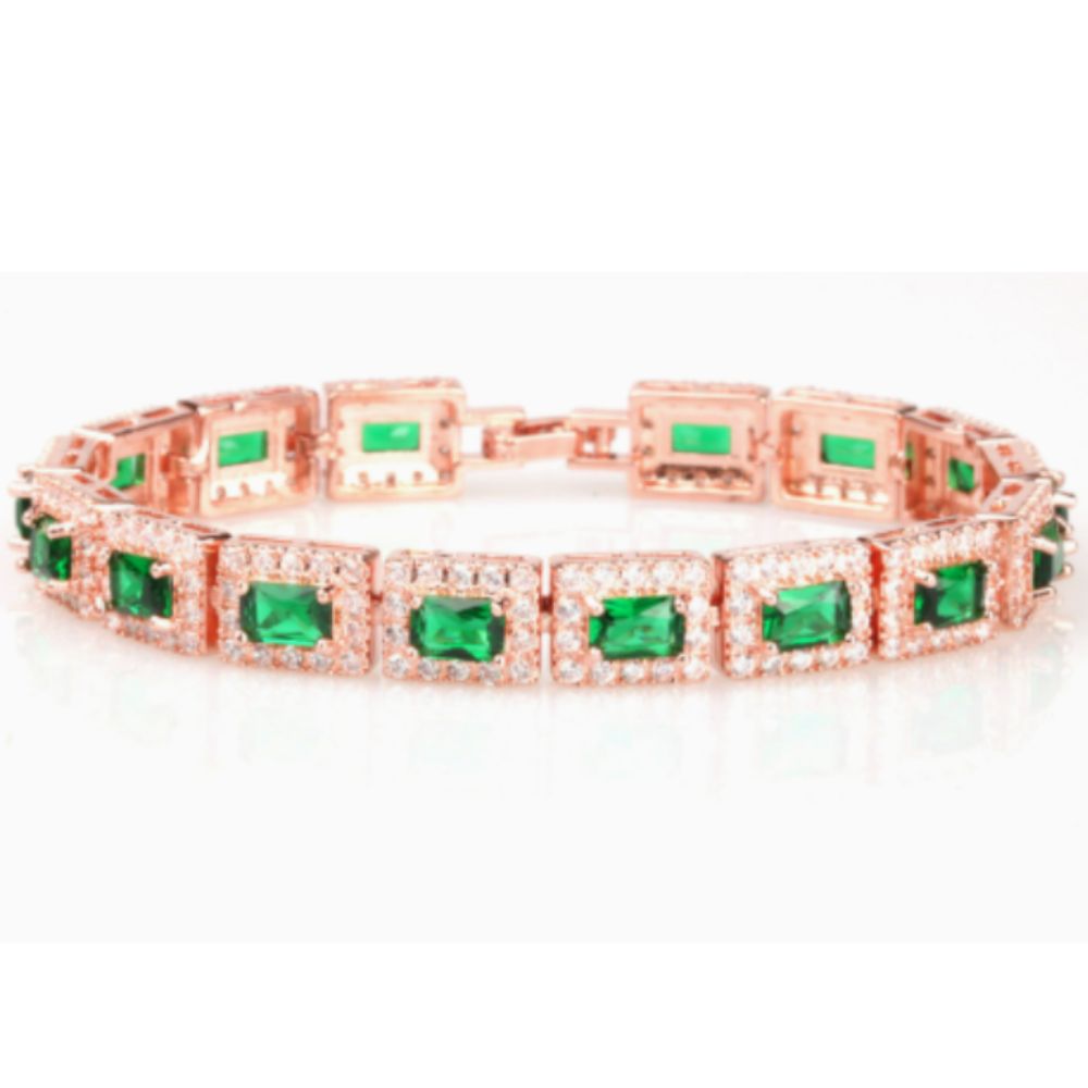 Pulsera de Oro Statement Verde Esmeralda