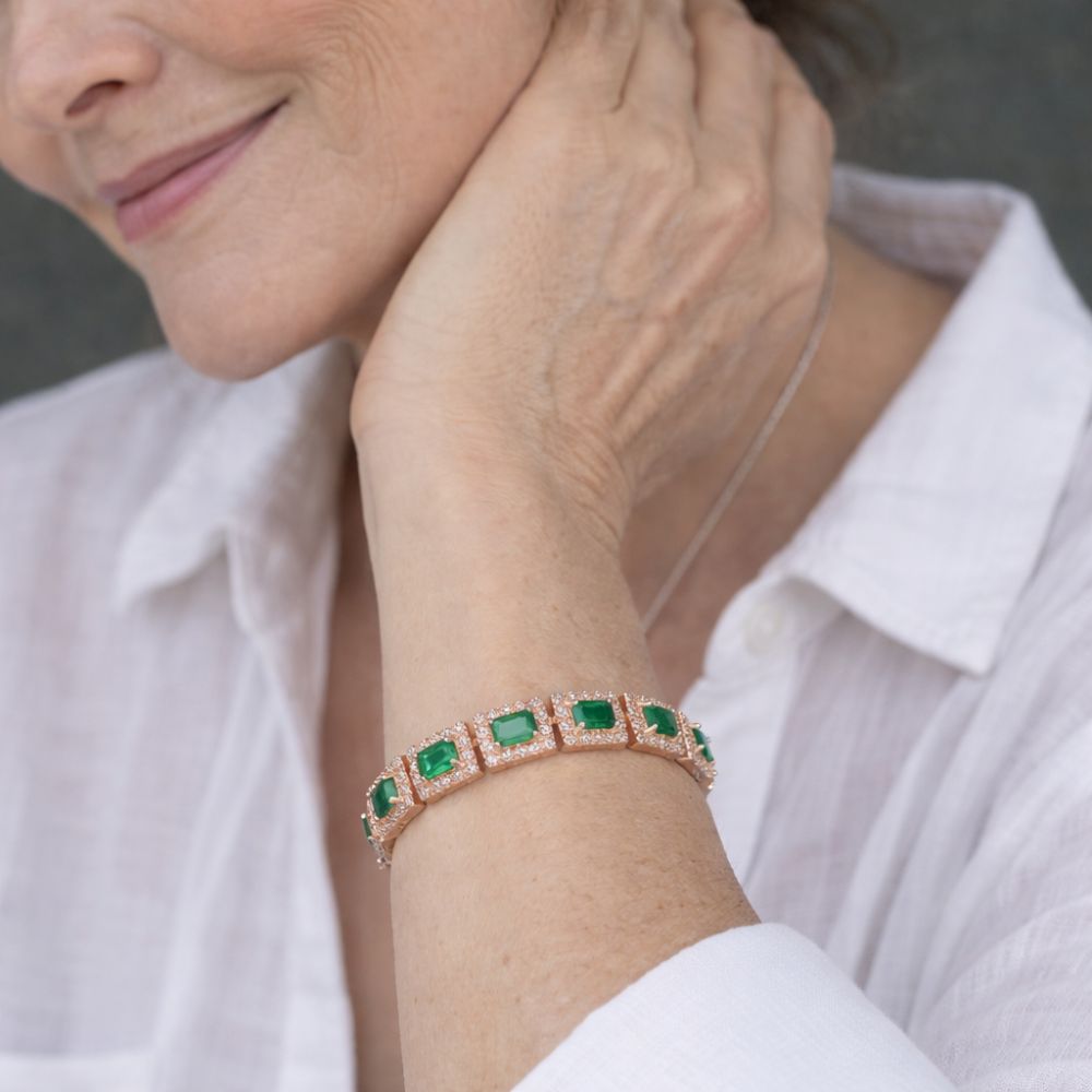 Pulsera de Oro Statement Verde Esmeralda