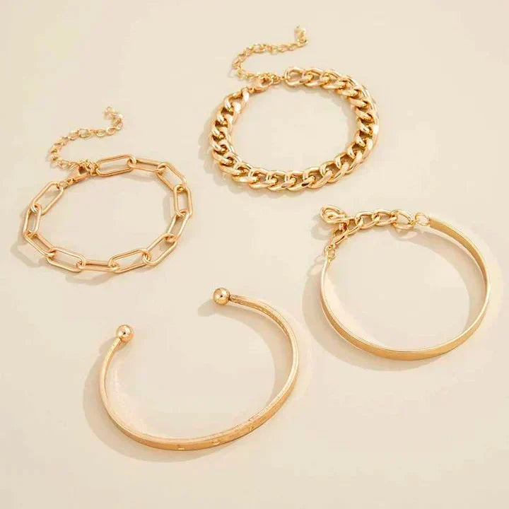Conjunto de Pulseras Elan Mercer | Oro Blanco
