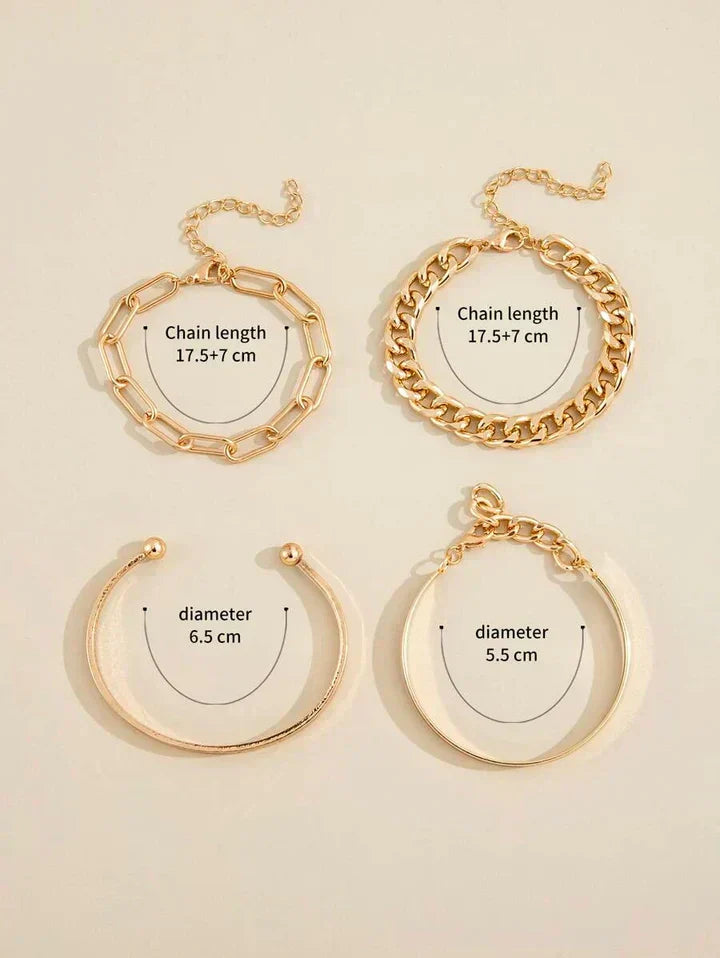 Conjunto de Pulseras Elan Mercer | Oro Blanco